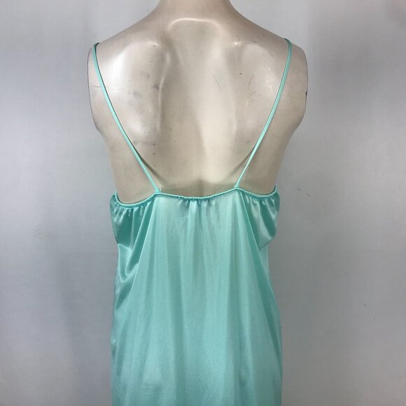 VINTAGE JOAN COLLINS- WOMEN'S MEDIUM - BLUE 2 PIECE NYLON NIGHT GOWN & ROBE SET - Picture 7 of 9